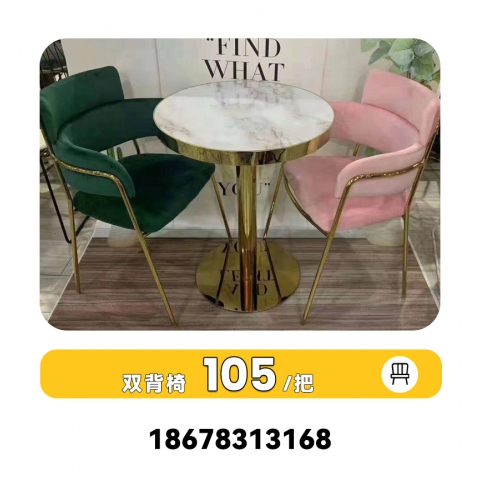 勝芳休閑輕奢桌椅批發(fā)，咖啡桌椅，雙背網(wǎng)紅桌椅，洽談，接待桌椅，鈦金桌椅，北歐鈦金桌椅，可來樣定做，翰森家具廠歡迎你