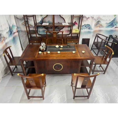 勝芳茶桌批發(fā) 一桌五椅實(shí)木茶桌批發(fā) 實(shí)木茶臺(tái) 茶道桌 大板茶臺(tái) 大板辦公桌  正尚家具