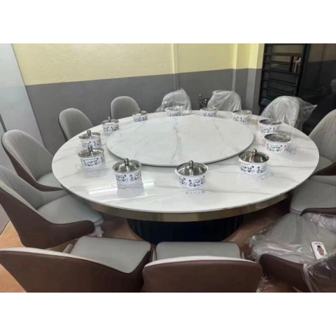 勝芳酒店家具批發(fā) 巖板火鍋?zhàn)?電動(dòng)大圓桌 家用餐桌 酒店電動(dòng)大圓桌 巖板餐桌  鑫尚誠酒店家具